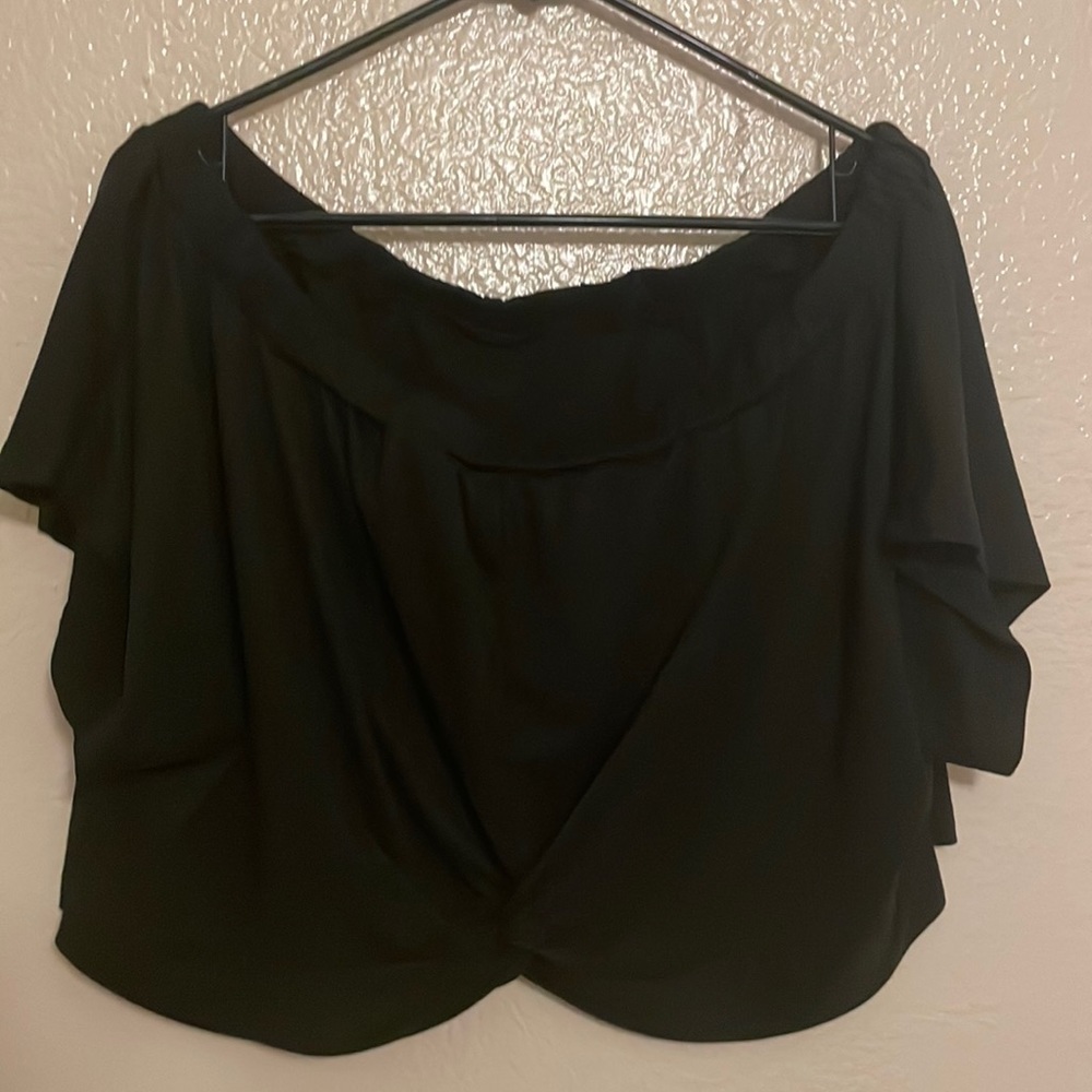 Black crop top off the shoulder top.
